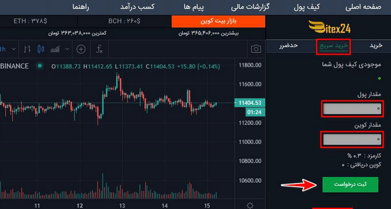 خرید سریع در صرافی